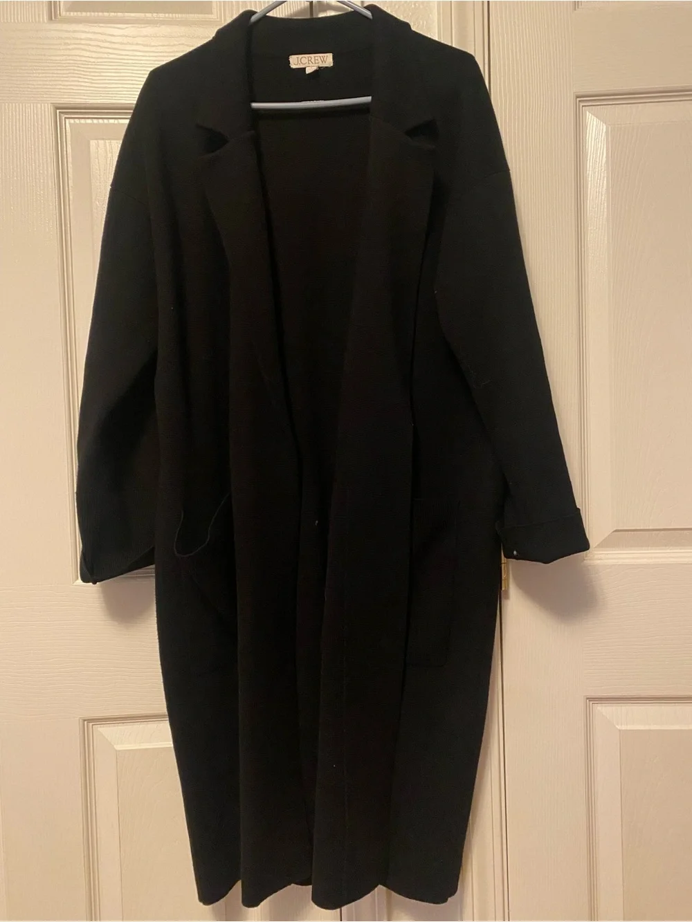 J. Crew Black Long Open Front Wool Blend sweater/coat